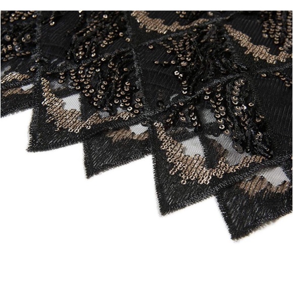 Black & Gold Sequin 1920’s Great Gatsby 20s Theme Cocktail Party Dress - Small - Picture 4 of 7